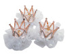 3 1/2" Gold-White Birthday Tulle Crown Clip - Pack of 12