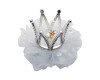 3 1/2" Silver-White Birthday Tulle Crown Clip - Pack of 12
