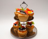 9.5" Silver Two-Tier Metal Dessert Cupcake Holder Tray - Pack of 1