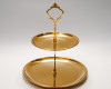 9.5" Gold Two-Tier Metal Dessert Cupcake Holder Tray - Pack of 1