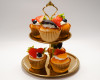 9.5" Gold Two-Tier Metal Dessert Cupcake Holder Tray - Pack of 1
