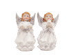 4 1/4" Tall White Dressed Silver Winged Standing Poly Resin Angels - Set of 2 Figurine