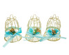 2 3/4" x 4" Gold Metal Blue Bow Bell Cage - Pack of 12