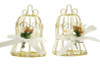 2 3/4" x 4 Gold Metal White Bow Bell Cage - Pack of 12