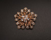 1 3/4" Old Gold Crystal Rhinestone Vintage Floral Brooch Pin - Pack of 12