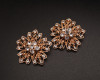 1 3/4" Old Gold Crystal Rhinestone Vintage Floral Brooch Pin - Pack of 12