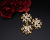 1 3/8" Gold Rhinestone Studded Floral Brooch - Pack of 12