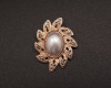 1 1/4"x 1 5/8"  Old Gold Vintage-Like Floral Brooch with Faux Pearl - Pack of 12