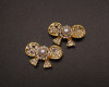 1 1/4"x 7/8" Gold Blinged Fashion Bow-Tie Pearl Dainty Charm Brooch - Pack of 12