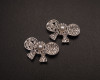 1 1/4"x 7/8" Silver Blinged Fashion Bow-Tie Pearl Charm Brooch - Pack of 12