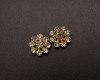 3/4" Gold Crystalized Rhinestone Cute Flower Charm Brooch - Pack of 12