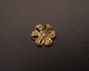1" Gold Shiny Rhinestone Floral Jewelry Charm Brooch Pin - Pack of 12