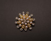 2" Gold Flower Brooch with Clear Rhinestones and White Faux Pearl - Pack of 12