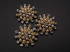 2" Gold Flower Brooch with Clear Rhinestones and White Faux Pearl - Pack of 12