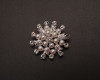 2" Silver Flower Brooch with Clear Rhinestones and White Faux  Pearl - Pack of 12