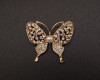 1 7/8"x 1 5/8" Gold Ornate Bridal Butterfly Brooch Pin - Pack of 12