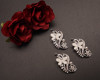 1 1/4"x 1 3/4" Silver Crystal Butterfly Leaf-Like Studded Brooch Pin - Pack of 12