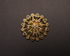 1 7/8" Gold Simple Vintage Flower Brooch with Rhinestones - Pack of 12