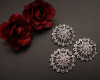 1 7/8" Silver Simple Vintage Flower Brooch with Rhinestones - Pack of 12