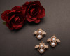 1 3/8"x 1 1/4" Old Gold Dainty Bee-Like Pearl Brooch witth Studded Wings - Pack of 12