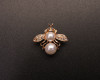 1 3/8"x 1 1/4" Old Gold Dainty Bee-Like Pearl Brooch witth Studded Wings - Pack of 12