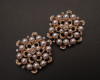 2" Old Gold Flower Brooch with White Faux Pearls and Clear Rhinestones - Pack of 12
