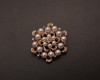 2" Old Gold Flower Brooch with White Faux Pearls and Clear Rhinestones - Pack of 12