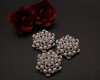 2" Silver Flower Brooch with White Faux Pearl and Clear Rhinestones - Pack of 12