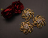 2 3/8" Gold Decorative Flower Brooch with Clear Rhinestones - Pack of 12