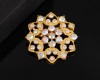 1 1/2" Gold Iridescent Blooming Floral Studded Brooch - Pack of 12