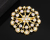 1 3/4" Gold AB Luminous Floral Rhinestone Brooch - Pack of 12