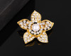 1 1/4" Gold Fashion Floral Rhinestone Brooch - Pack of 12