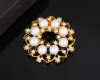 1 1/2" Gold Ornate Studded Floral Pearl Brooch - Pack of 12