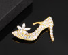 2 1/4" x 1 1/4" Gold Enchanting Slipper Rhinestone Brooch - Pack of 12