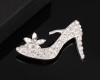 2 1/4" x 1 1/4" Silver Enchanting Slipper Rhinestone Brooch - Pack of 12