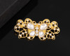 2 1/8" x 1" Gold Crystal Rhinestone Bow-Like Brooch - Pack of 12
