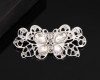 2 1/8" x 1" Silver Crystal Rhinestone Bow-Like Brooch - Pack of 12