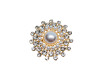 1 7/8" Gold Round Dazzling Pearl Brooch - Pack of 12