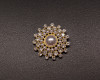 1 7/8" Gold Round Dazzling Pearl Brooch - Pack of 12