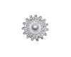 1 7/8" Silver Round Dazzling Pearl Brooch - Pack of 12