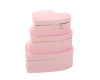 Pink Heart Shaped Nested Floral Cardboard Boxes with Gold Accents - Set of 3