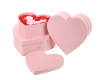 Pink Heart Shaped Nested Floral Cardboard Boxes with Gold Accents - Set of 3