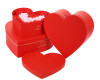Red Heart Shaped Nested Floral Cardboard Boxes with Gold Accents - Set of 3