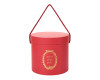 Red Round Nested Floral Cardboard Boxes with Handle - Set of 3