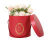 Red Round Nested Floral Cardboard Boxes with Handle - Set of 3