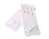 White 8-12 Years Old Kids Bow Net Gloves Wrist Length - Pack of 12 Pairs