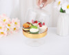7 3/4" x 7" Acrylic Gold Trim Pastry Display Cake Stand with Dome Cover - Set of 1