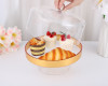 8" x 9 3/4" Acrylic Gold Trim Pastry Display Cake Stand with Dome Cover - Set of 1