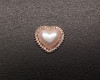 1" Gold Heart-Shaped Faux Pearl Rhinestone Button Charm Embellishments - Pack of 100