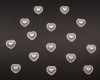 1" Silver Heart-Shaped Faux Pearl Rhinestone Button Charm Embellishments - Pack of 100